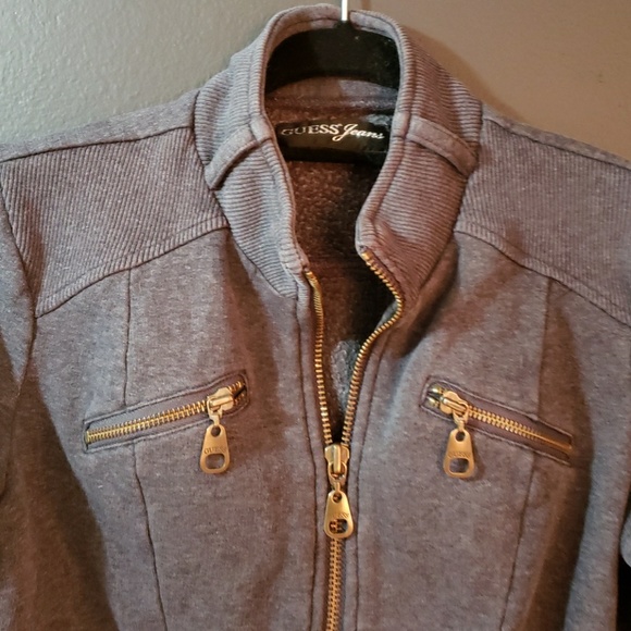 Guess Sweaters - GUESS Gray zip-up sweater